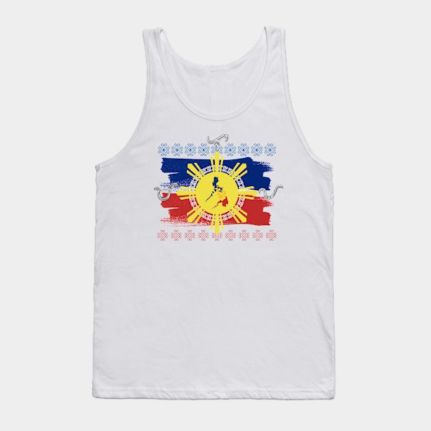 Philippine Flag-Map / Baybayin word Malaya (Freely) Tank Top by Pirma Pinas